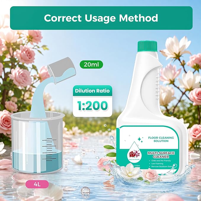 Floor Cleaning Solution for eufy C20/C28/E25/E28/X10 Pro Omni Robot Vacuum | Deeply Cleans Various Hard Floors Without Leaving any Residue. 473ml, 16 Fl Oz, Mixed Floral Fragrance 2 Pack