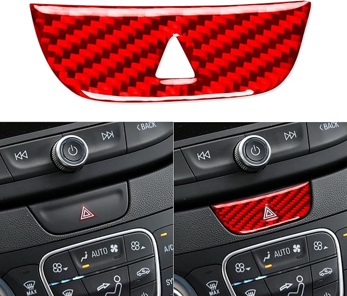 Real Carbon Fiber Trim for Chevy Malibu 9th Gen Accessories | for 2016-2024 Hazard Light Panel Cover Sticker Interior Thick Overlay Decal
