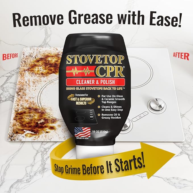 Stovetop CPR 2-in-1 Glass Stovetop Cleaner and Glass Polish (18oz) - Ceramic Top Stove Cleaner, Oven Top, Cooktop, Electric Stove Ceramic