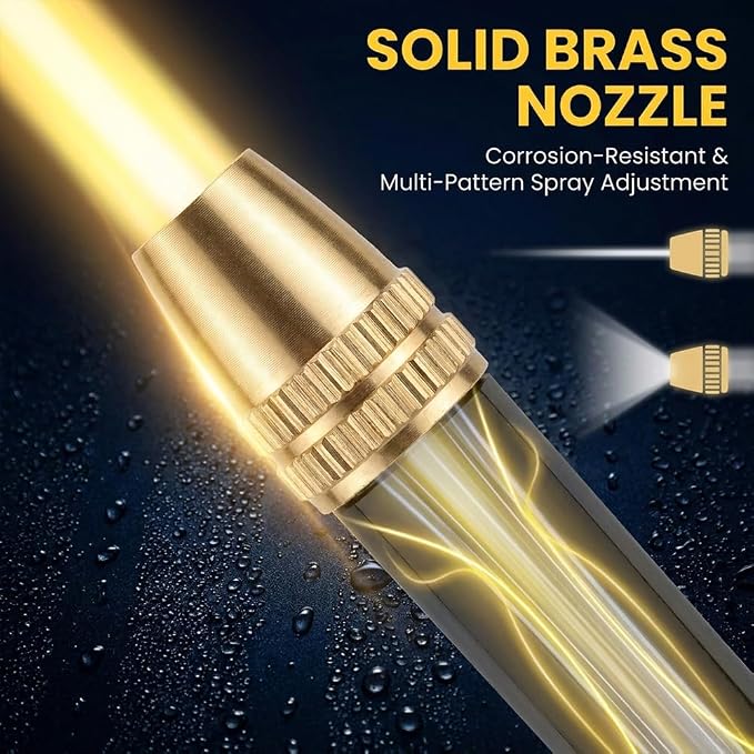 High Pressure Hose Nozzle with 4 Spray Modes, Adjustable Water Spray Gun, Metal Garden Hose Sprayer for Car Wash, Plant Watering, Patio & Outdoor Cleaning (2, Washer+3 Connectors+Foam Cannon)