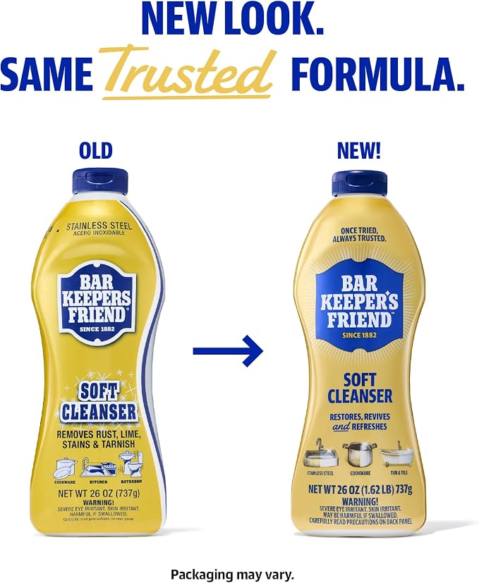 Bar Keepers Friend Soft Cleanser 26 oz + Spray & Foam Multipurpose MORE Spray Cleaner 25.4 oz, Multi Purpose Cleaner Bundle, Removes Grease, Rust Stains, Soap Scum & More in Home & Outdoors