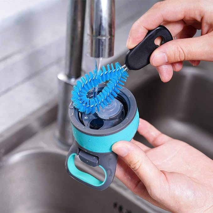MOSOLAN 3-in-1 Stainless Steel Bottle Brush and Straw Cleaning Set, Long Handle Scrub Brush with Replaceable Head for Water Bottles, Glasswares, Mugs, Flasks, Tumblers, Vases, Flat Head