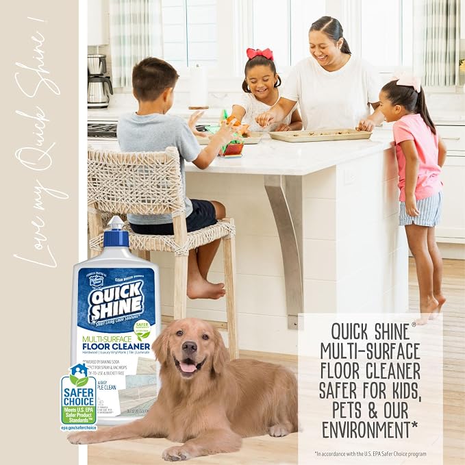 Quick Shine Multi Surface Floor Cleaner 27oz, 6Pk | Ready to Use-Streak Free- No Rinse | Use on Hardwood, Laminate, Luxury Vinyl Plank & Stone | Use in Spray Mops & Vac Mops | Safer Choice Cleaner