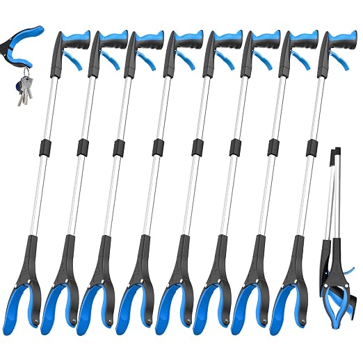 8 Pack 32 Inch Grabber Reacher Tool, Trash Grabbers, Trash Pickers | Heavy duty grabber tool and trash picker upper grabber for adults, seniors, schools, facilities and cleanup crews.