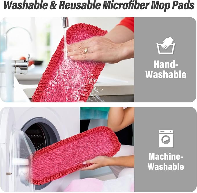 16.5" Microfiber Mop Pads Refills, 3 Pack Reusable Replacement Heads | reusable wet mop refills, machine washable for 14-16 inch spray mops, hardwood floors, dust cleaning & scrubbing