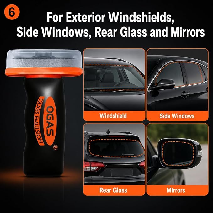 Glass Oil Film Remover for Car, 100g Car Windshield Cleaner with Sponge Applicator, Glass Emulsion Cleaner for Oil Film, Road Grime, Water Spots, Rainy Night Visibility, Exterior Auto Glass Only