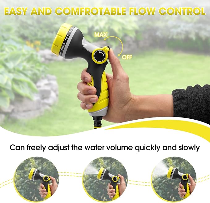 Garden Hose Nozzles,Hose Spray Nozzle with Adjustable 10 Watering Patterns | Slip Resistant High Pressure Thumb Control Water Hose Nozzle Sprayer for Plants & Lawns Watering Car Washing and Pet Bathing
