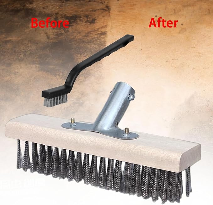 Multi Purpose Scrubber Brush with Wire Head for Shower and Patio Use, 50cm