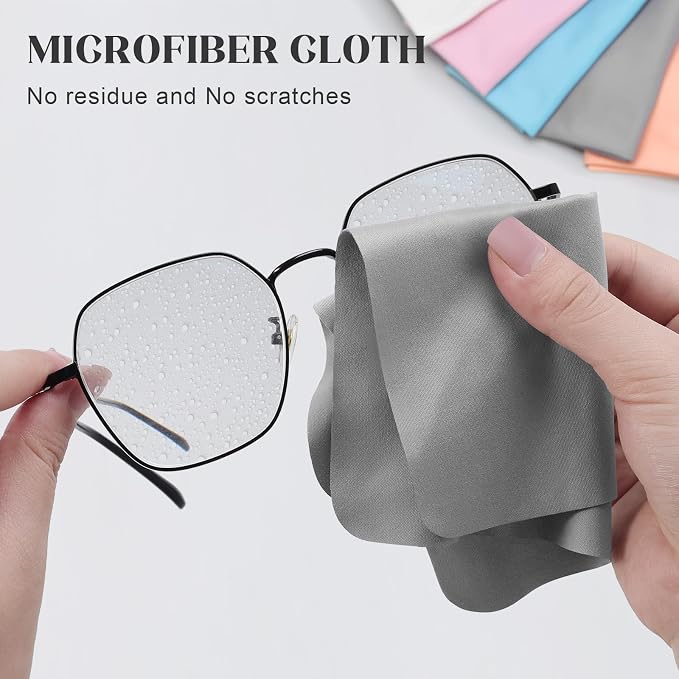 30 Pack Microfiber Glasses Cleaning Cloths with 2 Lens Cleaner Sprays | Premium Quality, Ultra-Soft, 5 Colors, Lint-Free & Streak-Free, Safe for Glasses, Sunglasses, Camera Lenses & Screens