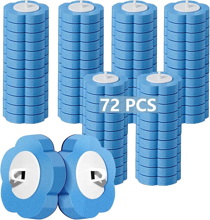 72 PCS Toilet Brush Refills,Toilet Cleaner Refill Pads Disposable Toilet Cleaning System Toilet Bowl Cleaners Scrubbing Pads for Bathtub Wash Basin(Only Refills，Only Fits for Ucaimao)-Blue
