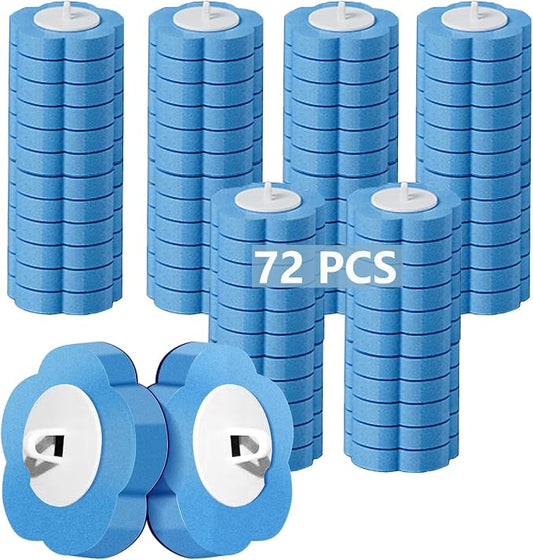 72 PCS Toilet Brush Refills,Toilet Cleaner Refill Pads Disposable Toilet Cleaning System Toilet Bowl Cleaners Scrubbing Pads for Bathtub Wash Basin(Only Refills，Only Fits for Ucaimao)-Blue
