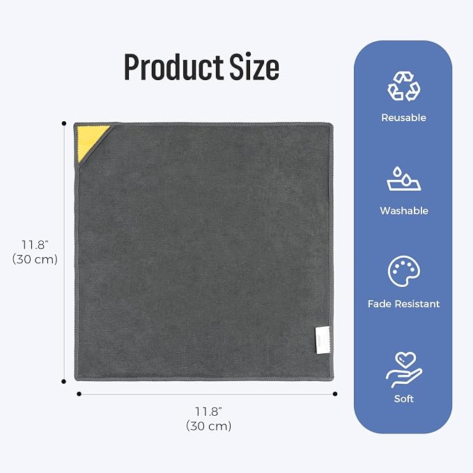 loukin Magnetic Whiteboard Cleaning Cloth, Dry Erase Cleaning Cloth for Classroom, Home and Office Use, Reusable & Washable, Grey, 12" x 12", 1 Bottle of 3.4 fl oz Whiteboard Cleaner Included