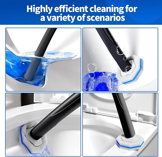 Disposable Toilet Brush - Toilet Bowl Cleaner, Toilet Cleaning Supplies, Toilet Brush with Holder, Toilet Bowl Cleaner Wands，40 Refills for Toilet Cleaning and Hygienic Bathroom Maintenance
