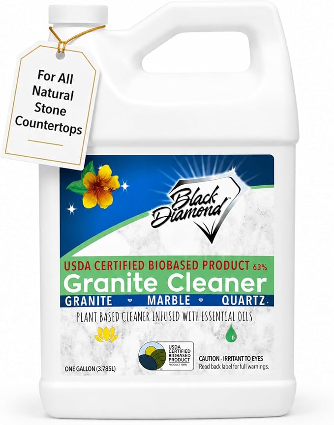 Black Diamond Stoneworks Granite Counter Cleaner: USDA Certified BIOBASED- Safe for Granite and other stone countertops. Safe for food contact formula to keep your countertops looking fresh and clean!