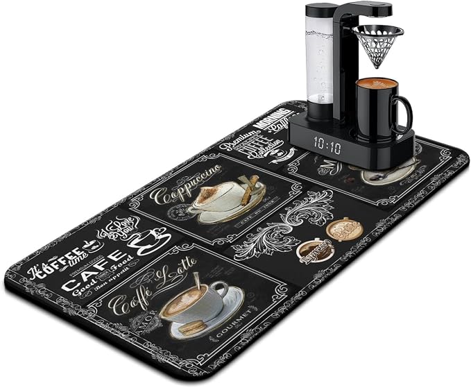 Coffee Mat 17inx31.5in,Coffee Bar Mat for Countertops,Absorbent Hide Stain Anti-Slip Coffee Bar Accessories Fit Under Coffee Machine Mat,dish drying mats for kitchen