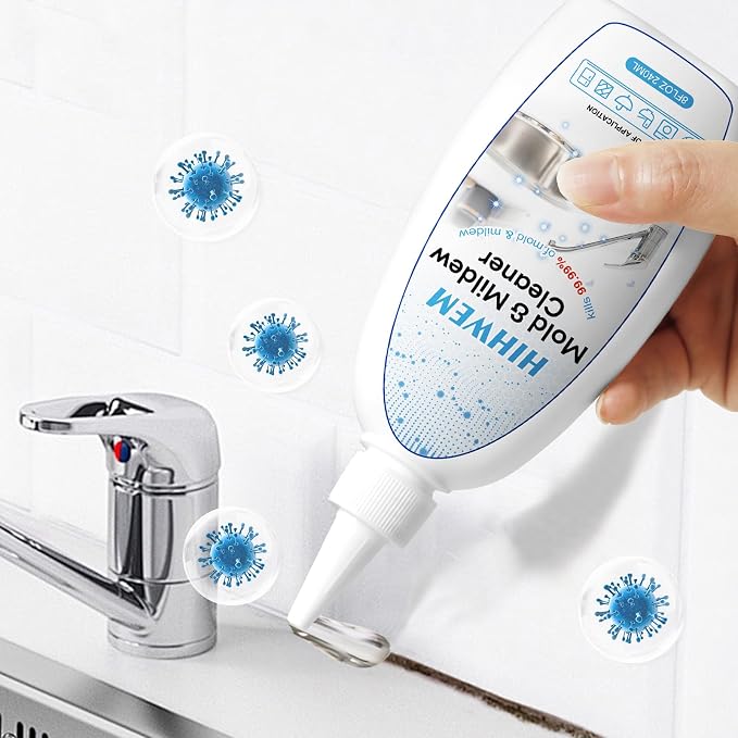 HIHWEM Mold Mildew Remover Gel Washing Machine Cleaner Grout Cleaner Household Stain Remover Gel for Home Sink Kitchen Showers 8 fl.oz