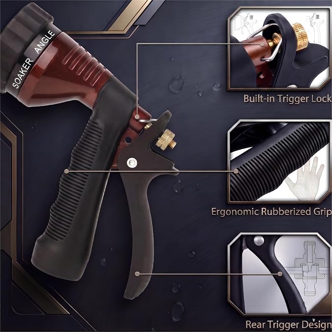 GREEN MOUNT Water Hose Nozzle Spray Nozzle, Metal Garden Hose Nozzle with Adjustable Spray Patterns, Perfect for Watering Plants, Washing Cars