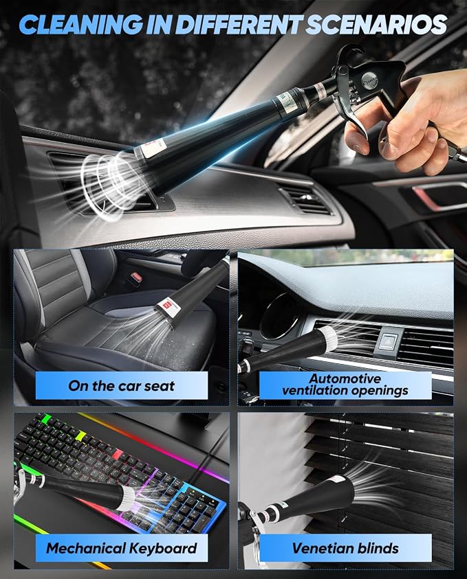 Saker Dry Cleaning Gun,Car Air Blow Gun,Car Cleaning Gun Quickly Removes Surface Dirt and Dust, Air Gun Works with Air Compressor(2 Set Nozzle)