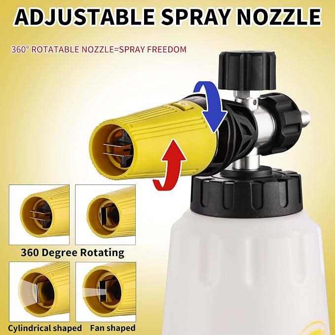 FENG PAI Foam Cannon for Pressure Washer with Dual-connector Accessory, 7 Power Washer Sprayer Nozzles, 1/4" Quick Connect Double Tip Attachment Soap Bottle Sprayer Soap, 3600 PSI (White)