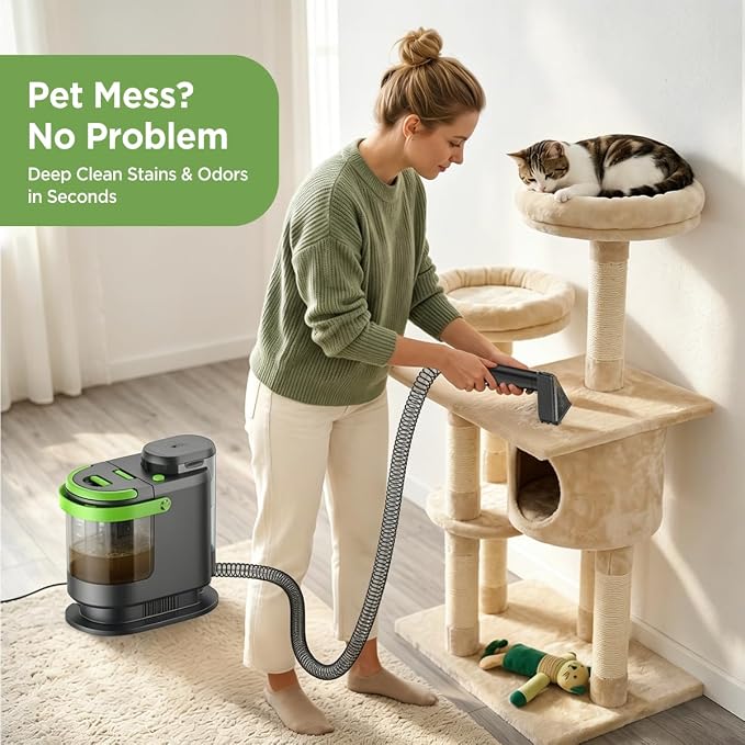 18Kpa Portable Carpet Cleaner Machine for Cars, Pets, Spot, Rug, Couch | 54+42 Oz Water Tank Upholstery Cleaner, 600W Motor with Self-Cleaning Tool and 3pcs Versatile Stain Tools