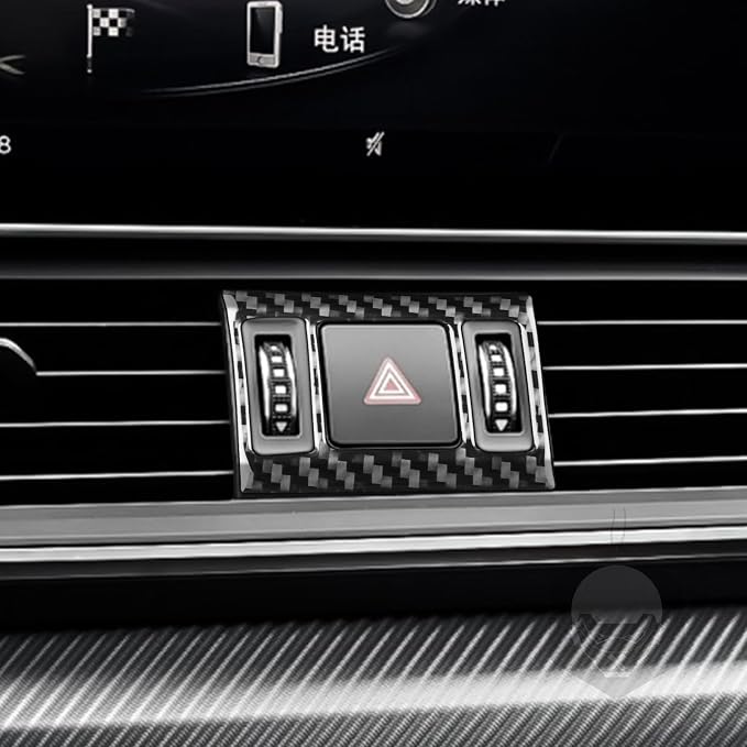Real Carbon Fiber Trim for Audi 80A Q5 Accessories | for SQ5 2018-2025 Dash Warning Light Button Panel Frame Cover Sticker Interior Thick Overlay Decal