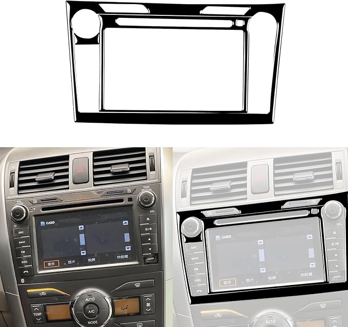 Glossy Bright Piano Black Car Dash Navigation GPS Screen Multimedia Control Panel Decoration Sticker Interior Trim Compatible with Toyota Corolla 2009 2010 2011 2012 2013 Auto Trim Accessories