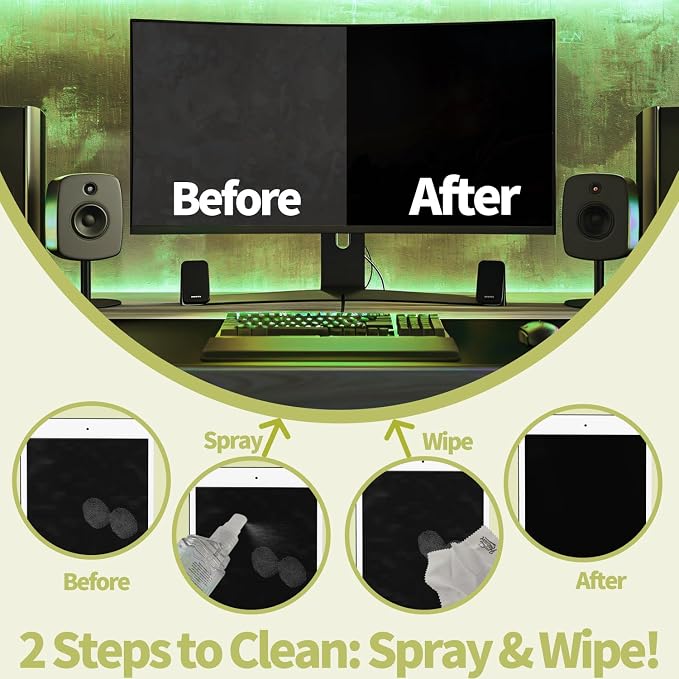 2 Pcs Car Screen Cleaner Accessories, Hatstart Electronic Touch Screens Cleaning Kit for LCD Display TV Laptop Computer Tablet PC Flat Screens, Works with iPhone iPad MacBook Pro, Yellow
