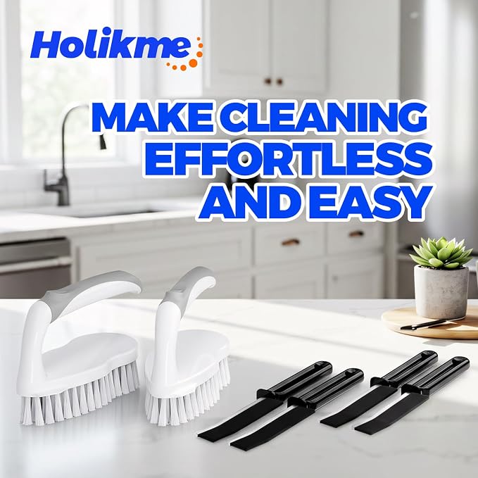 Holikme 6 Pack Cleaning Brush Scrub Brush Kitchen Brush for Floor,Blue | Scrub Brushes for Cleaning, Heavy-Duty Scrub Brush, Stiff Bristles Cleaning Brush for Kitchen Bathtub Floor and Wall