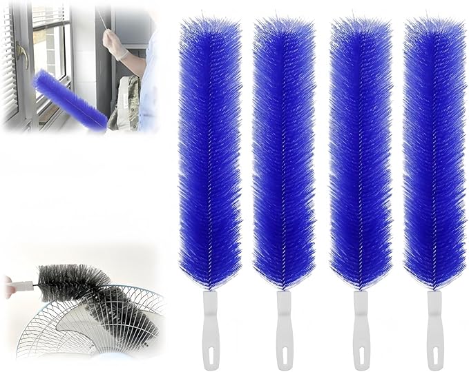 Bendable Microfiber Head, 2026 Upgraded Fan Cleaner Brush Reusable Dust Remover Washable ldeal for Electric Fans Air Conditioning, Home Car Vents, Curtain (Blue 4 Pcs)