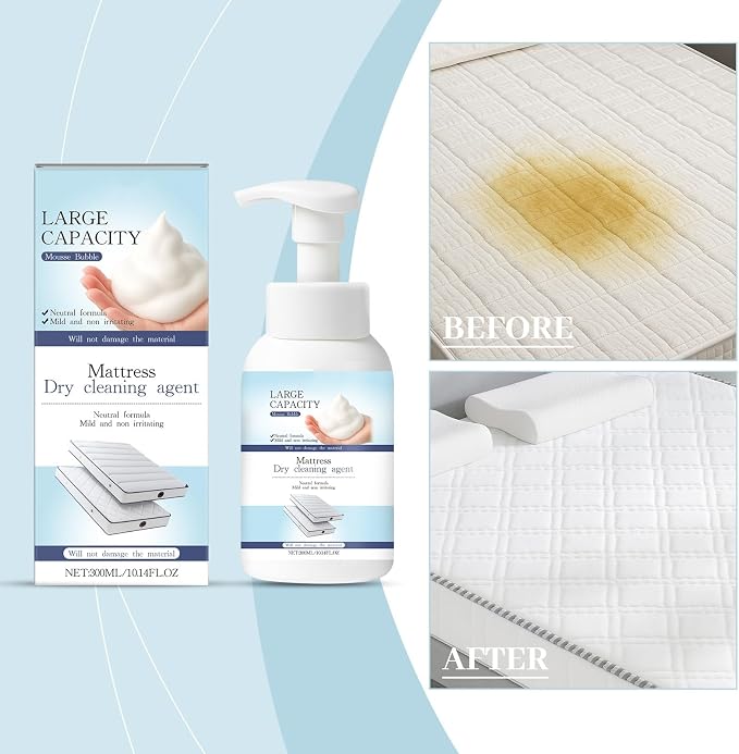 Large Capacity Mattress Dry Cleaning Agent, 300ml/10.14oz, Neutral Formula, Non-Irritating Stain Remover