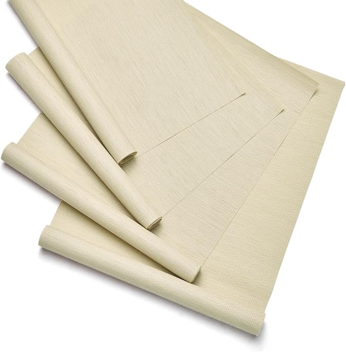 Replacement Fabric Panels for Sliding Glass Door (4-Pack, 23"x96"), Fabric Only, Natural Woven Blind Slats, Trimmable, Sheer, Track & Bottom Rail Not Included,Coastal Sand