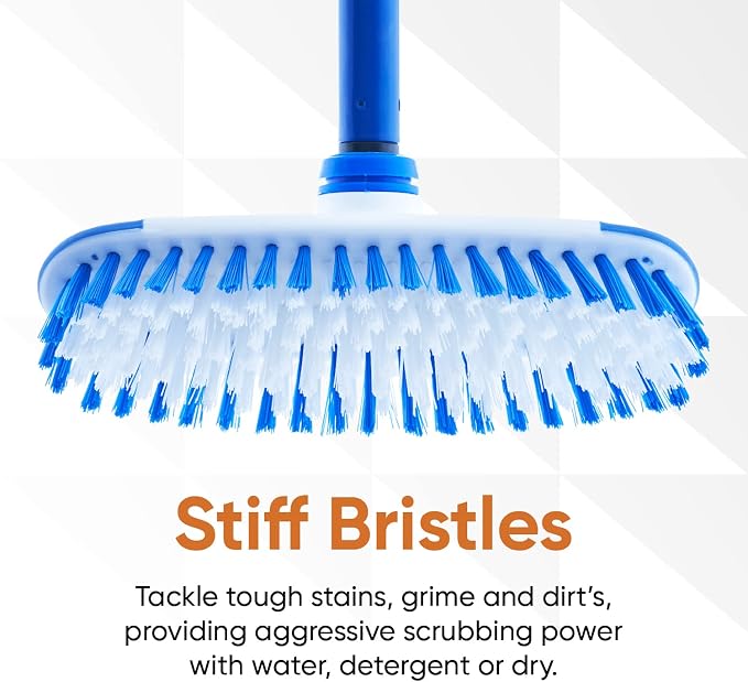 Superio Deck Scrub Brush with Long Handle 54", Heavy Duty Stiff Bristles Grout Scrubber with Scraper - Cleans Hot Tub, Swimming Pool, Granite Tiles, Bathroom, Patio, Kitchen, Wall and Deck (2, 54")…