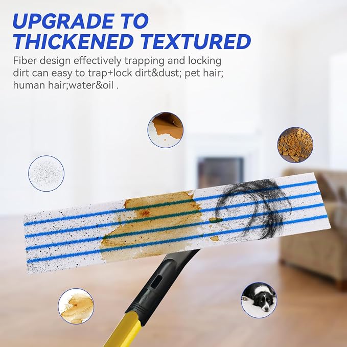 Replacement Disposable Microfiber Pad Fit for Rubbermaid Quick Connect Mop System - 50 Pack Wet & Dry Commercial Cleaning Refills with Scrubbing/Scouring Stripes Fit for Any Flat System 17 and 18 Inch