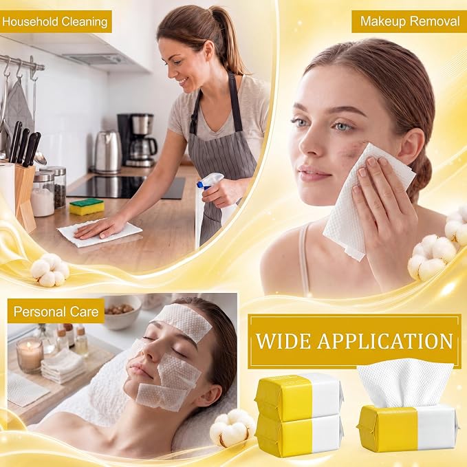 Riakrum 2400 Count Disposable Face Towel Bulk Ultra Soft Facial Tissues Thick Washcloths Makeup Remover Dry Wipes Towelettes Cleansing Cloths for Travel Spa, Salon Home Skincare