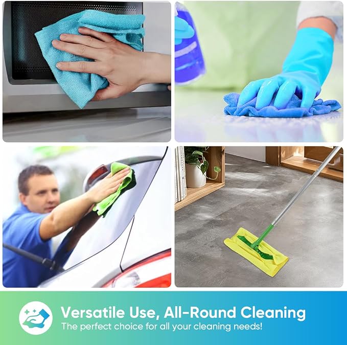 HOMEXCEL Microfiber Cleaning Cloths, 200 Pack Cleaning Rags - Lint Free & Scratch-Free Microfiber Towels for Cars, House & Kitchen, Absorbent Cleaning Towels, 11.5 x 11.5 Inch