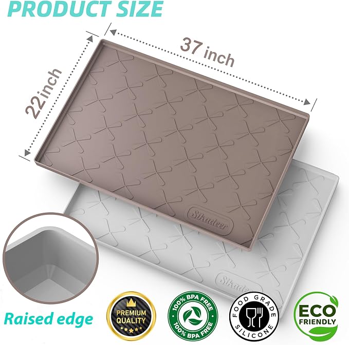 SIKADEER 37" x 22" Under Sink Mat Waterproof, Silicone Mat Kitchen Drawer Shelf and Cabinet Liner, Sink Protector for Kitchen Organizers and Storage, Boot Tray Pet Food Mats