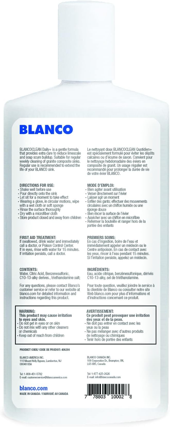 BLANCO 406200 BLANCOCLEAN Daily Silgranit Sink Cleaner, 16 Oz, White