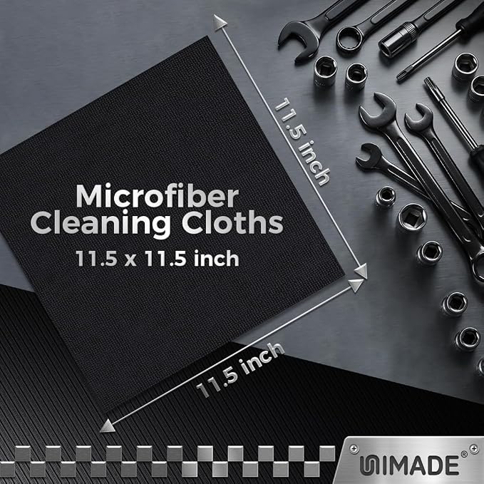 UNIMADE Microfiber Cleaning Cloth, 400 Pack Microfiber Towels for Cars Commercial Grade Work Rags Bulk Detailing Cloth for Automotive Bar Mechanic Restaurant Garage Housekeeping, 11.5"x 11.5", Black