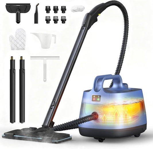 Steam Cleaner for Home, 293°F 5-Bar High Pressure Powerful Multipurpose Handheld Steam Mop, 21 Attachments, 50Oz Capacity, Heavy Duty Steamer for Floors, Cars, Tiles, Crack Cleaning, Turquoise