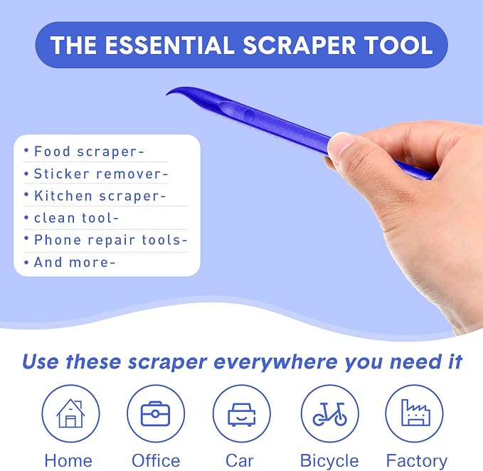 9 Pieces Plastic Scraper Tool Scratch Free Crevice Cleaning Sticker Remover Tool Multipurpose Non Scratch Scrapers for Tight Spaces, Kitchen, Crevices, Auto Detailing, Paint