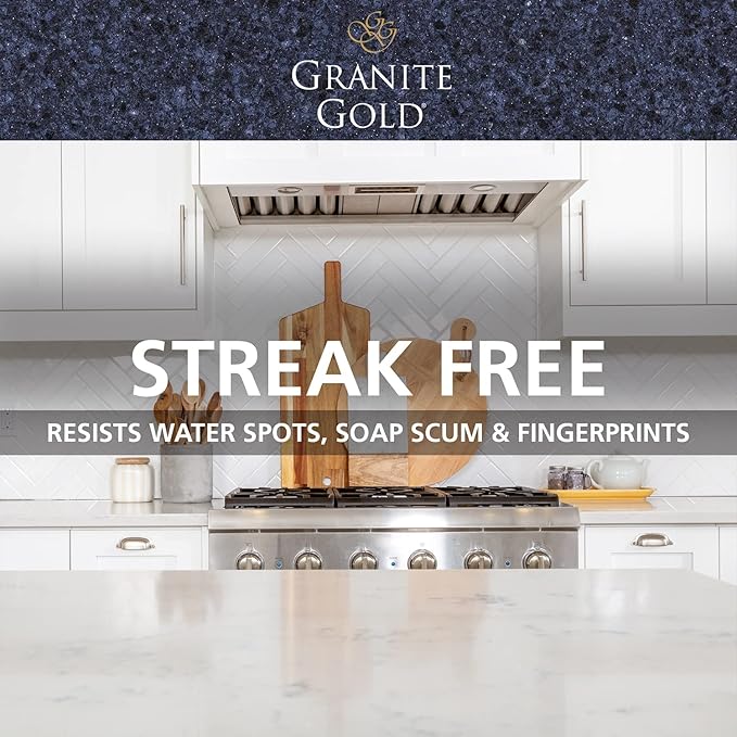 Granite Gold Quartz Clean & Shine Streak-Free Cleaner, Deeps Cleans and Polishes Quartz and Natural Stone Surfaces Including Silestone, LG, and More, 24 Fl Oz