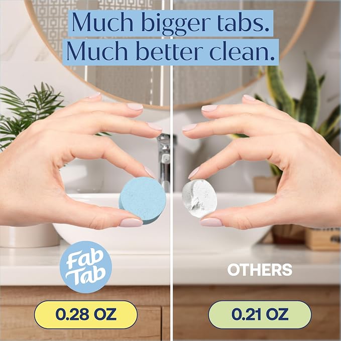 Fab Tab Toilet Bowl Cleaner Tablets, Powerful Stain Removal, No Harsh Chemicals, Plastic-Free, Removes Rust & Stains, Safe for Regular and Septic Tank Toilets, Lemon & Eucalyptus Scent