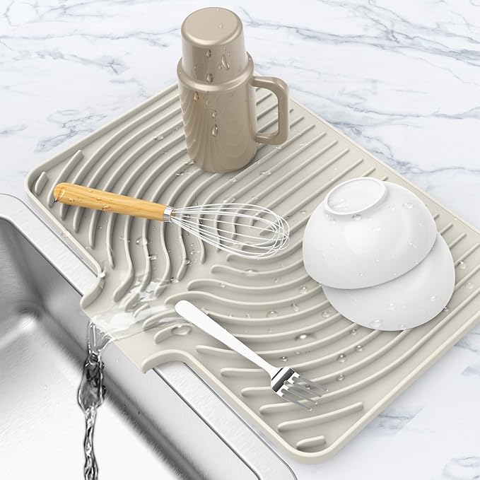 Dish drying mats for kitchen counter,18"×12"Silicone Self-Draining mat | Various sizes and colors,Self-Draining Slope Structure,Enabling faster drying,Heat-Resistant,Easy to clean,Food-grade