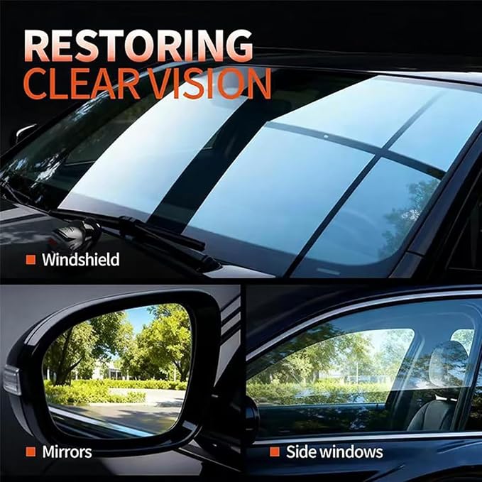 Car Windshield Cleaner & Glass Oil Film Remover, 2Pcs | Removes Oil, Grease & Fog, wiper residue, Anti-Fog Glass Emulsion Cleaner for Clear Driving Visibility,100ml