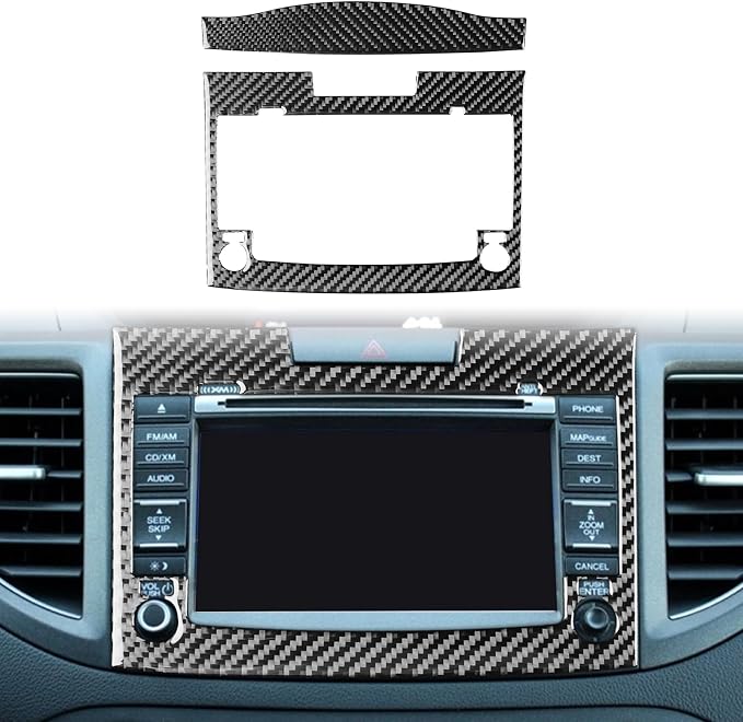 Real Carbon Fiber Trim for Honda CRV Accessories | for CR-V 2012 2013 2014 2015 2016 Central Console CD Player Panel Sticker Interior Thick Overlay Decal - A