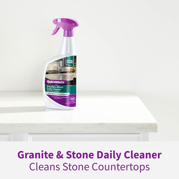 Rejuvenate Granite & Stone Daily Cleaner Cleans Sealed Stone Countertops Including Granite, Marble, Quartz And Onyx Removing Dirt, Grease And Oil And Restoring Shine, 32 Ounces