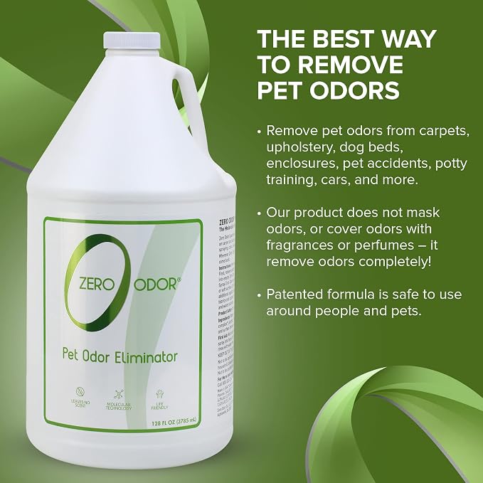 Zero Odor Pet Odor Eliminator, Air and Surface Odor Remover for Carpet, Furniture, and Pet Beds, Refill, 128 oz