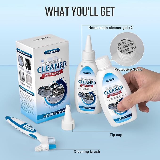 Leopong Home Cleaner Gel, Cleaner for Washing Machine, Refrigerator Strips, Household Shower, Kitchen Sinks, Walls, Tiles, Bathrooms- 5 fl oz