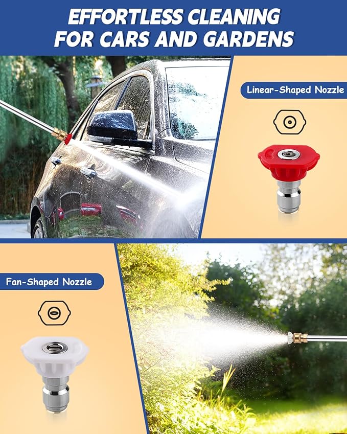 2026 Upgraded Jet Nozzle Power Washer for Garden Hose, Includes 2 High-Pressure Nozzles and Quick Connectors | Hydro Jet High Pressure Washer Tools