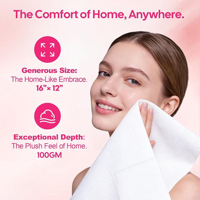 FACEMADE Premium Compressed Towels 12"×16", Luxurious Thick Disposable Face Towel, Portable Disposable Washcloths with 2 Waterproof Bottle, Travel Towel for Bussiness Trip, Outdoors & Daily Use